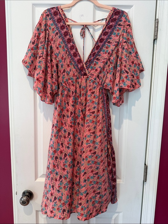 India Boutique Dresses & Skirts - India Boutique Coral Floral Midi Dress with Teal Accents
